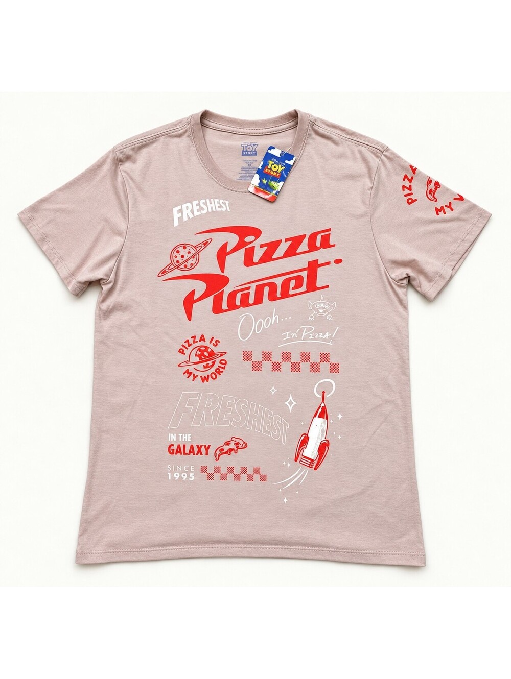 Disney Pixar Toy Story Pizza Planet Graphic T-Shirt Size Medium Pink NWT